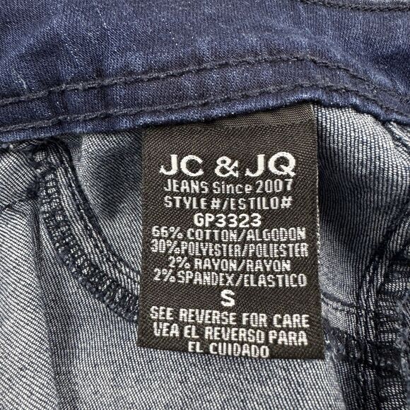 JC JQ  Bell Bottom Blue Jeans Women's Small High Rise Super Stretchy Distressed - Picture 12 of 16